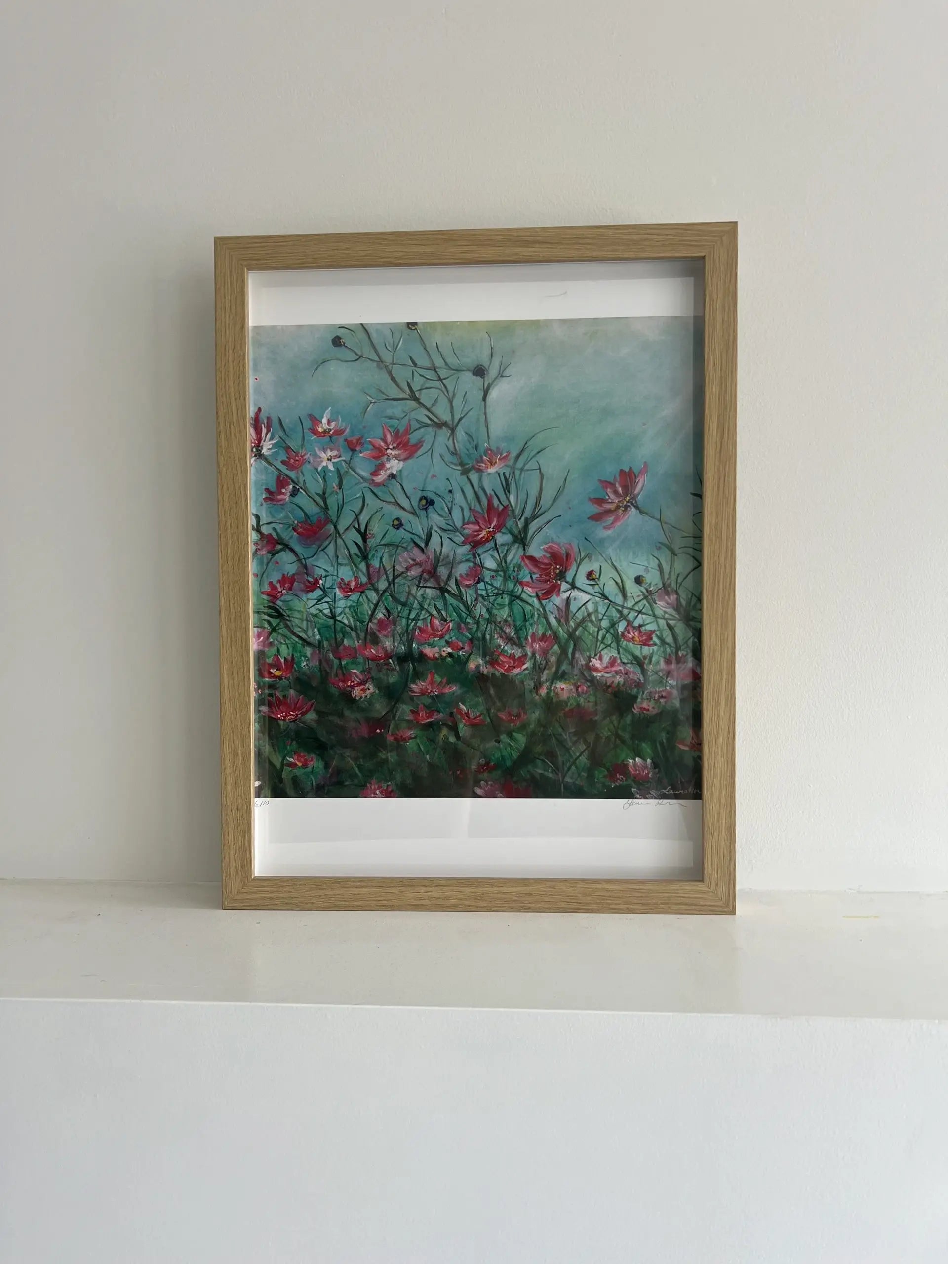 July Meadow Print (8"x10") - Pink flowy flowers in a field